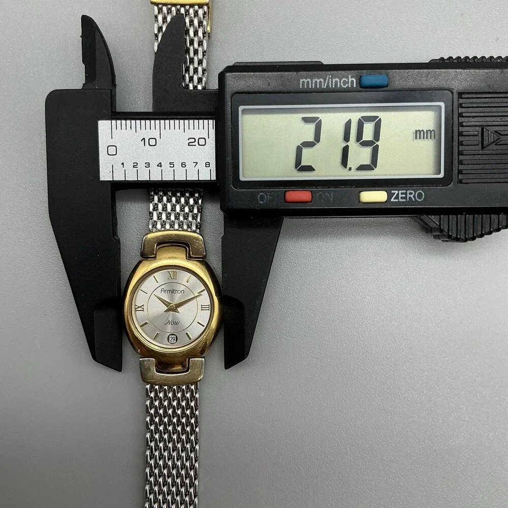 Armitron Now Womens Watch 22mm Silver Two Tone Mesh Date Box New Battery 6.75